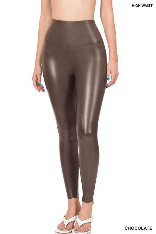 HIGH RISE FAUX LEATHER LEGGINGS