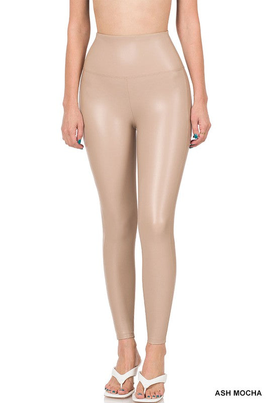 HIGH RISE FAUX LEATHER LEGGINGS