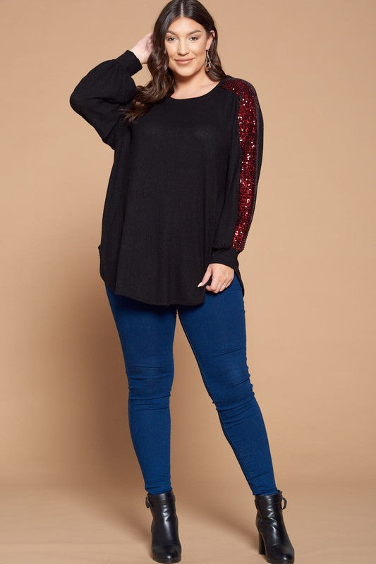 Festive Hacci Solid Black and Red Tunic