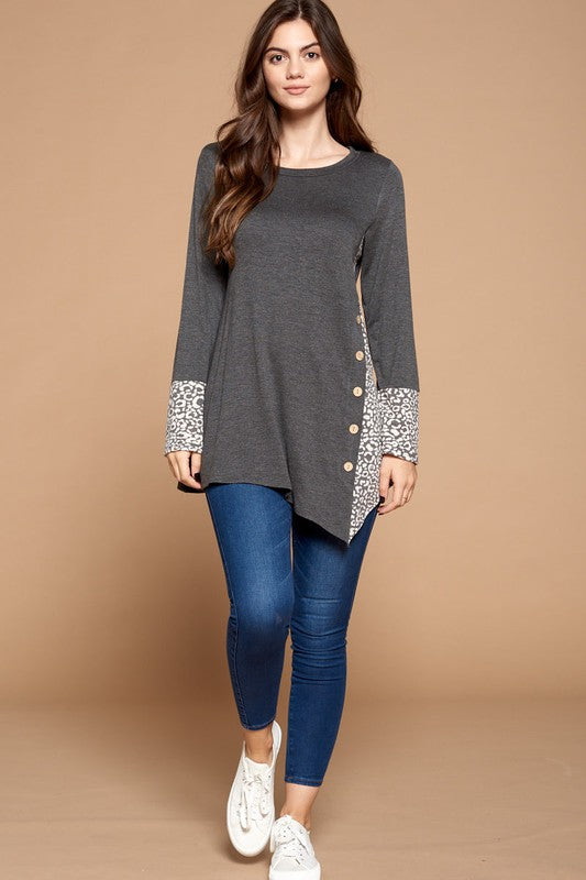 A Touch of the Wild Side Asymmetrical Tunic Top