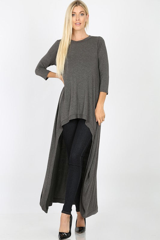 Charcoal High-low Full Length Tunic