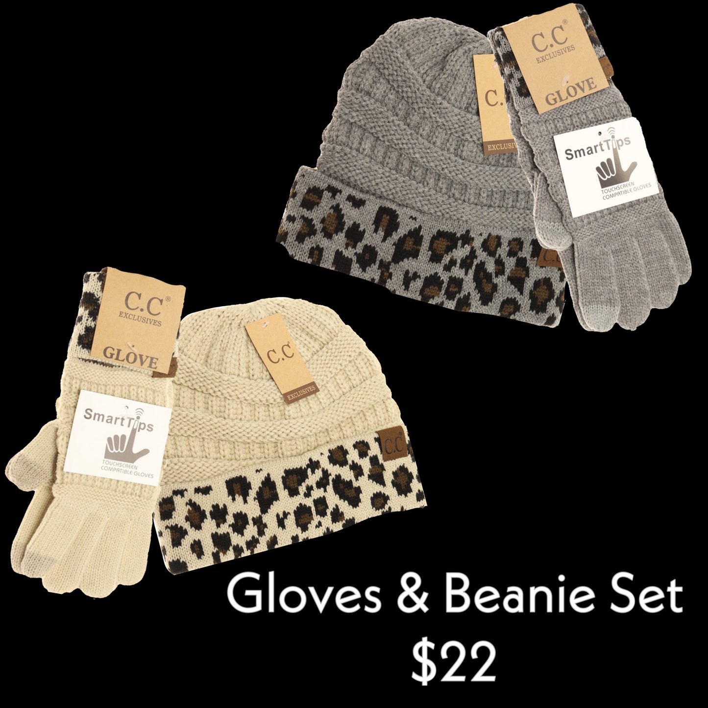 C.C. Beanie Leopard 2 pc Set