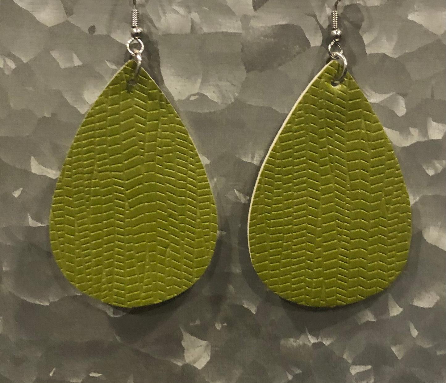 Faux Leather Earrings- Green