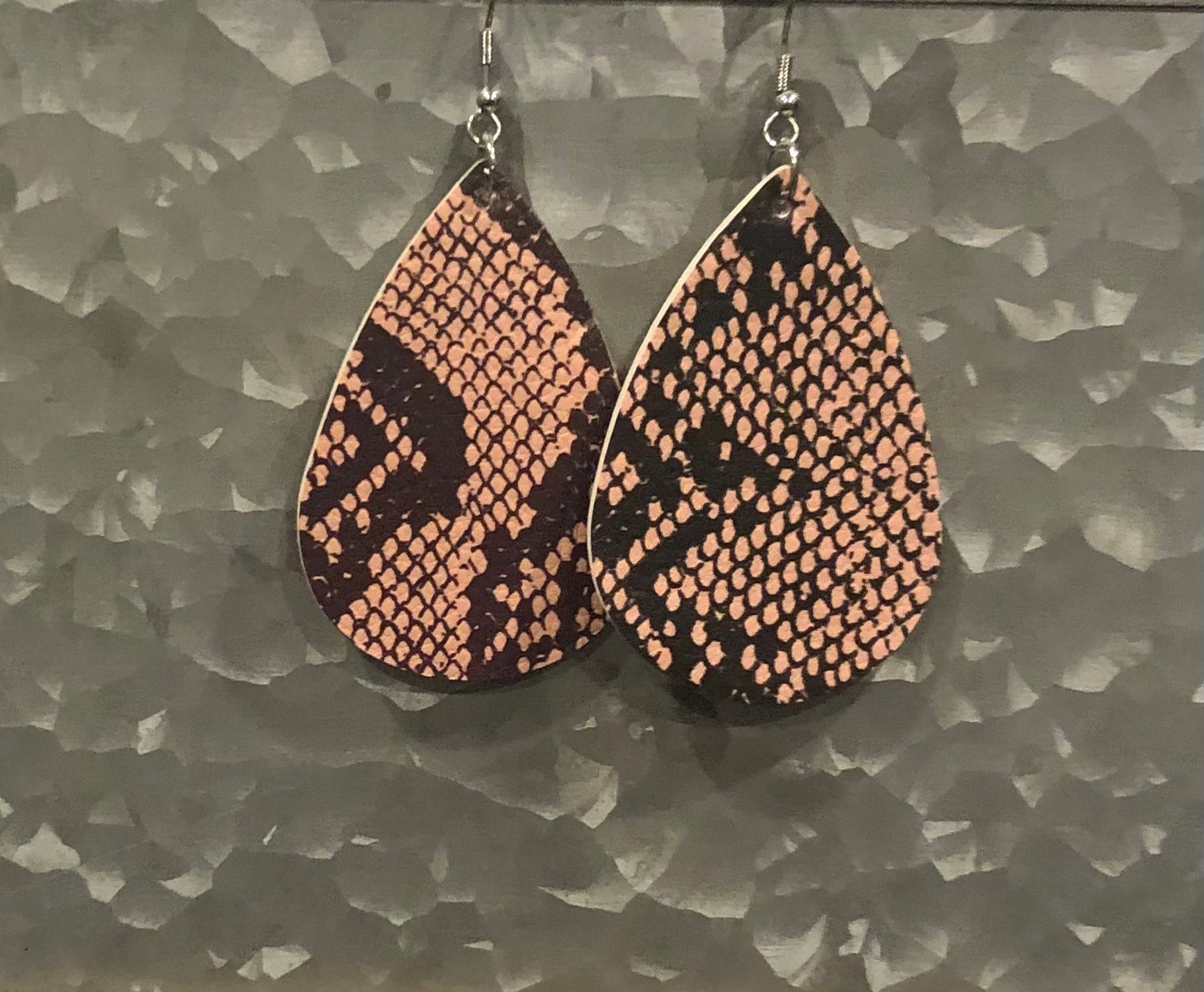 Pink Faux Leather Snake Skin Earrings