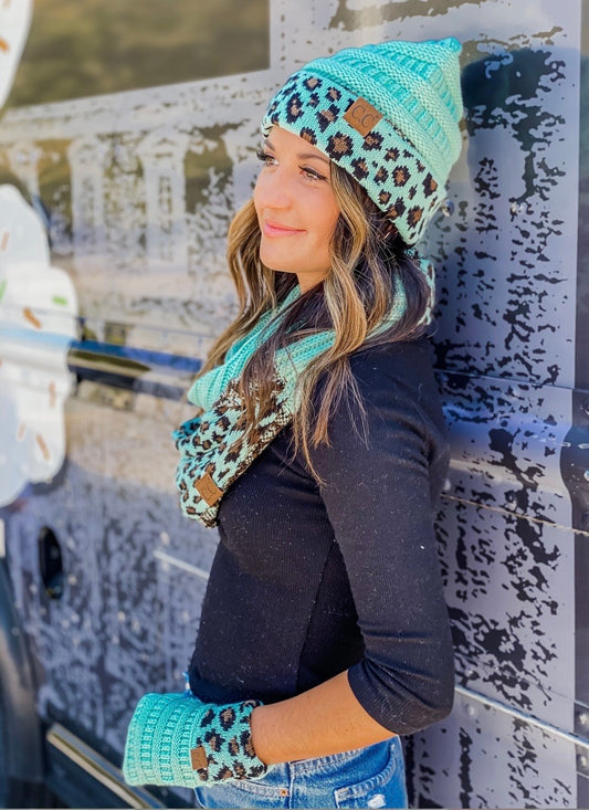 Mint Leopard C.C Beanie Collection